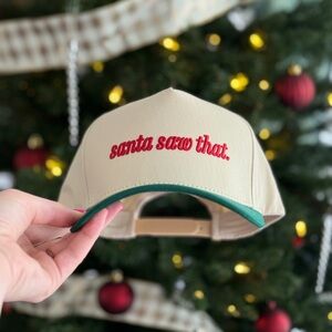 NWT Christmas Themed Trendy Trucker Hat Green ‘santa saw that.’ Adjustable Cap